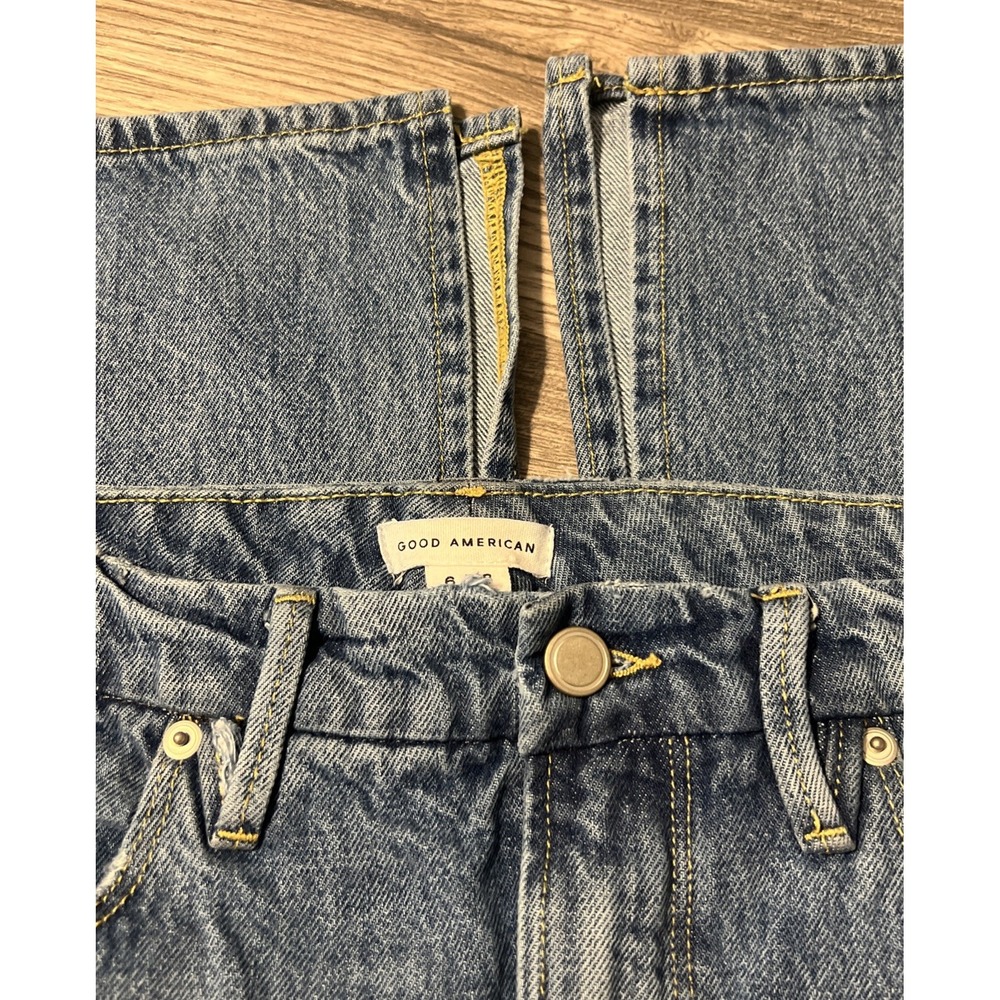 Good American "Good Boy" Super High Rise Split Hem Boyfriend Jeans 6/28 (29x32)